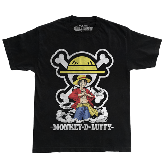 Luffy w Skull Logo T Shirt